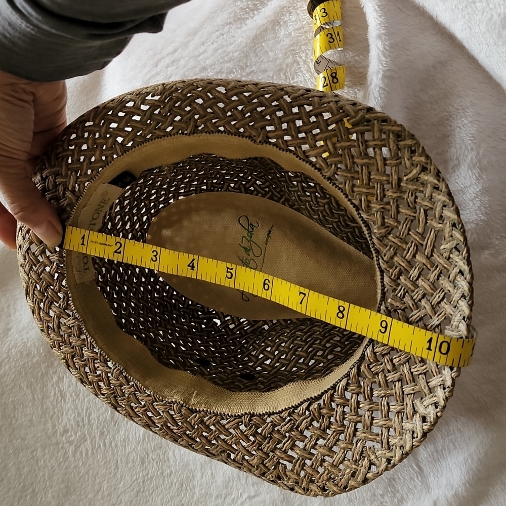 AUGUSTO DI ZOLA- Straw Hat/Fedora,Tan-EUC! - Picture 3 of 15